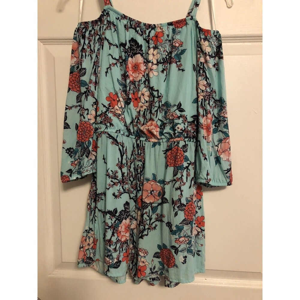 Amy Byer Girls Size L Off Shoulder Romper w/ Two Front Pockets